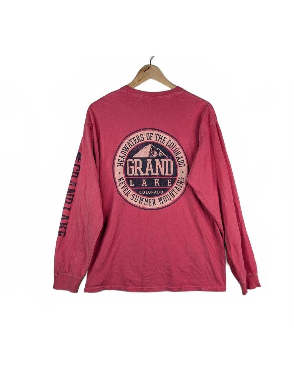 Gildan Ultra Cotton Pink Long Sleeve T-Shirt Large